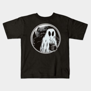 Spooky Moon Ghost drink Coffee Kids T-Shirt